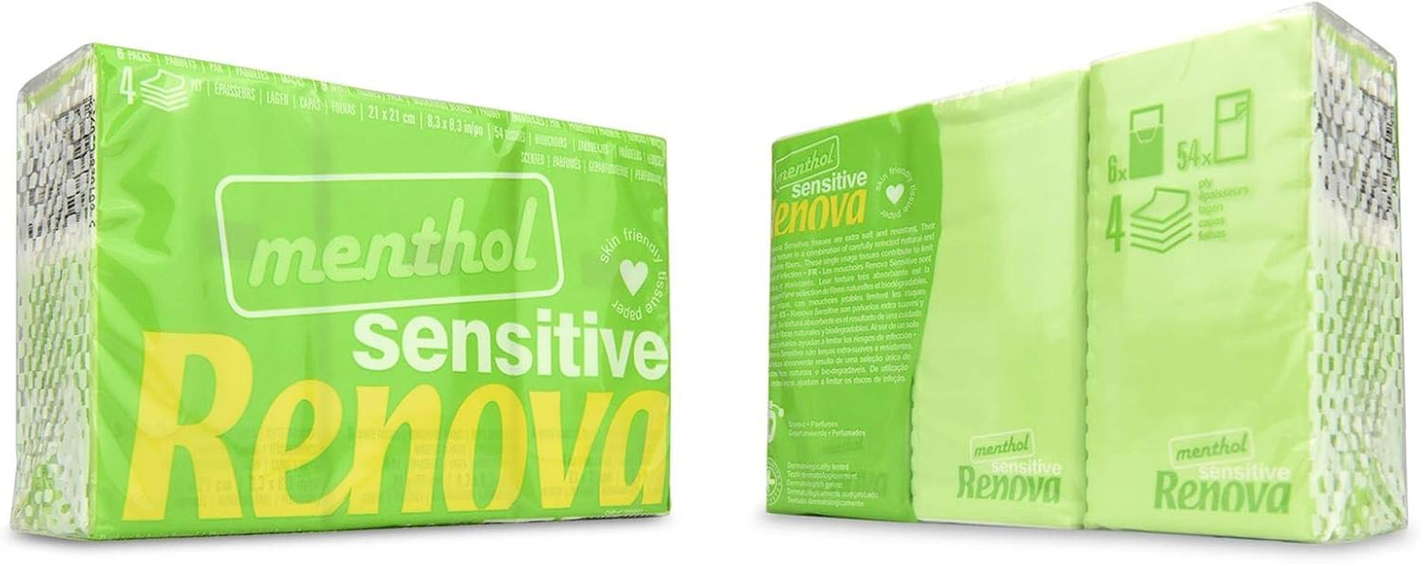 Mouchoirs de Poche Renova SENSITIVE MENTHOL 6 Pack Regular Blanc 1 Pièce (Pack de 6)