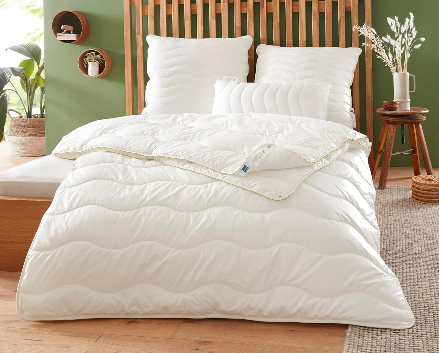 Couette Badenia Trendline Eco Aerelle Blue Duo 135 X 200 Cm, Blanc, certifiée Öko-Tex, Produite selon la norme de qualité allemande Couettes et couettes Naty Shop Couette 4 saisons 155 X 220