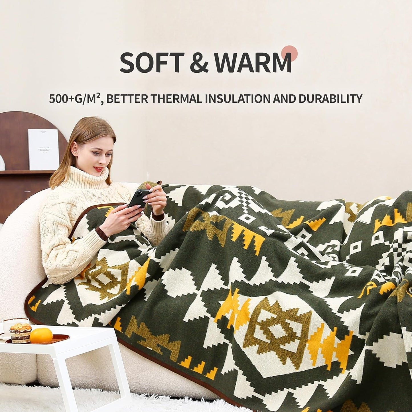ACUSHLA 200,7X160 Cm, 1,7 Kg, couverture, couverture en laine, couverture de voyage chaude, couverture tricotée, décorative, couvertures pour canapé, chaise, canapé, lit, salon, camping, convient à toutes les saisons Ww203 Lits et couvertures Besuche den ACUSHLA-Store