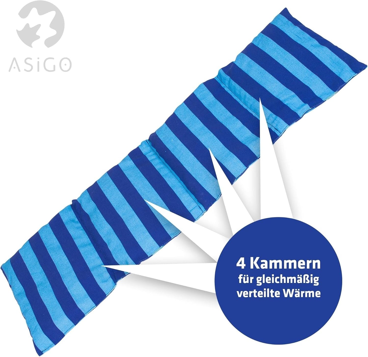 Oreiller en noyaux de cerise Passe au micro-ondes et au four - Bleu avec rayures et pois I Fait à la main I Fabriqué en Allemagne I Env. 20 X 60Cm I Coton Oeko-Tex I Oreiller nuque Oreillers orthopédiques cervicaux Naty Shop