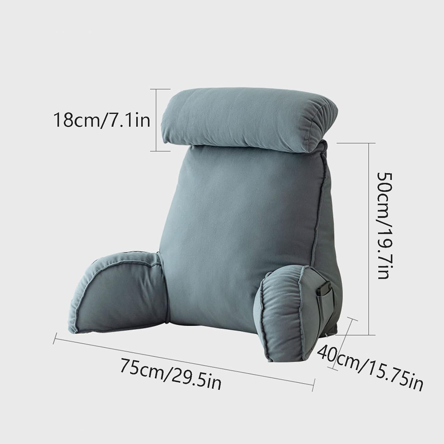 Oreiller de lecture avec accoudoirs, coussin de dossier de canapé, coussin de livre pour lit, avec rouleau de cou amovible, coussin de soutien de chaise pour se détendre, jouer, lire, regarder la télévision