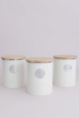 Collection LIVING, sucrier avec couvercle | pastel crème | boîte de rangement 1 L cuisine pour sucre | sucrier en acier avec couvercle | Bocaux de conservation hermétiques en bambou avec couvercles Naty Shop Boîtes de conservation des aliments