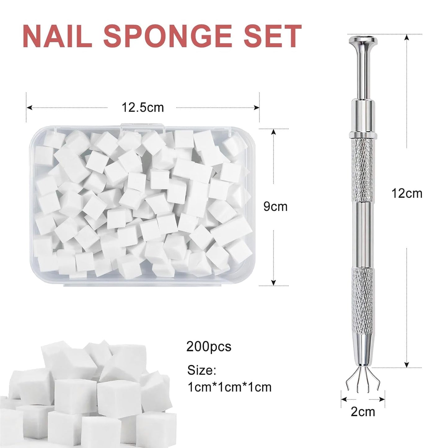 Qufiiry 200 pièces Nail Art Schwämme Mit Metallgreifer, Nagelkunst Schwammpinsel, Maniküre Zubehör Für Nägel, Um Eine Varavländ von Gradient Nail Art Patterns to Create (Blanc)