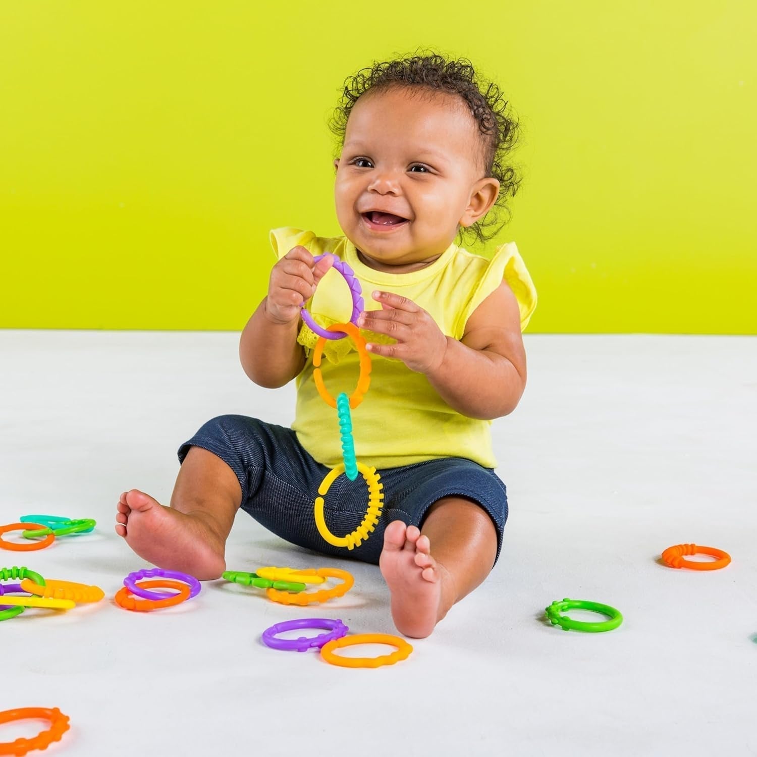 Bright Starts, Oball, maillons de connexion pour chaîne de poussette, nombreux maillons, pliable, facile à attacher, facile à nettoyer, parfait pour les voyages Bebe Toys Naty Shop