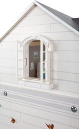 Small Foot Maison de poupée Maison de ville en bois à 3 étages avec façade ouverte et 12 meubles pour 3 ans et plus 11802 Maisons de poupée gris blanc Naty Shop