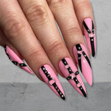 2PCS 5D Embossed Gothic Punk Nagelsticker, Nagel Sticker Selbstklebend Kreuz et X-Form Halloween Nagelaufkleber, Nageldesign Zubehör Für Damen Nail Art