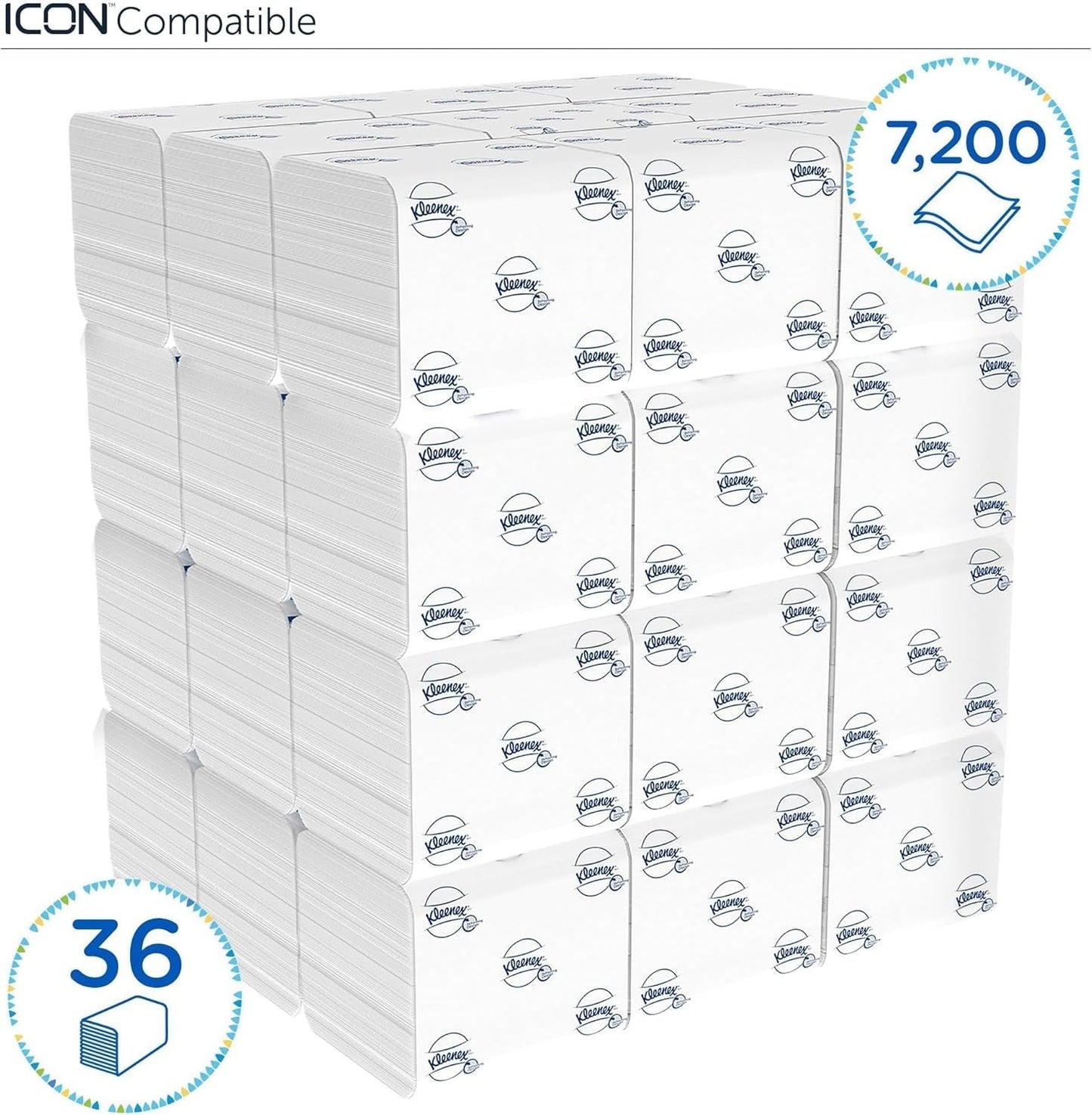 Kleenex Papier toilette à feuille unique 8408, papier toilette 2 épaisseurs en paquets en vrac, fabriqué à partir de papier certifié Fsc, 36 paquets x 200 feuilles (7 200 feuilles)