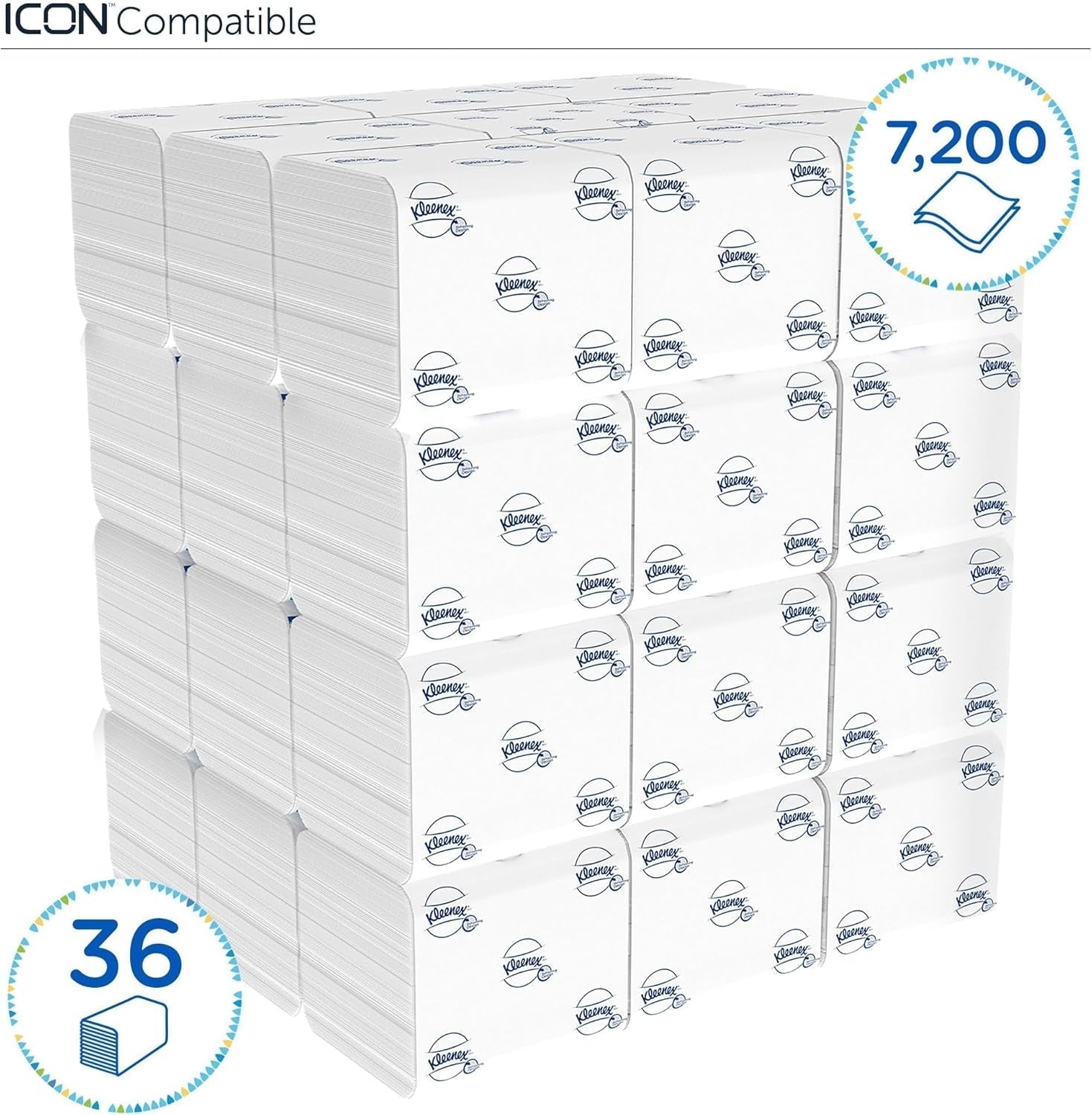 Kleenex Papier toilette à feuille unique 8408, papier toilette 2 épaisseurs en paquets en vrac, fabriqué à partir de papier certifié Fsc, 36 paquets x 200 feuilles (7 200 feuilles)