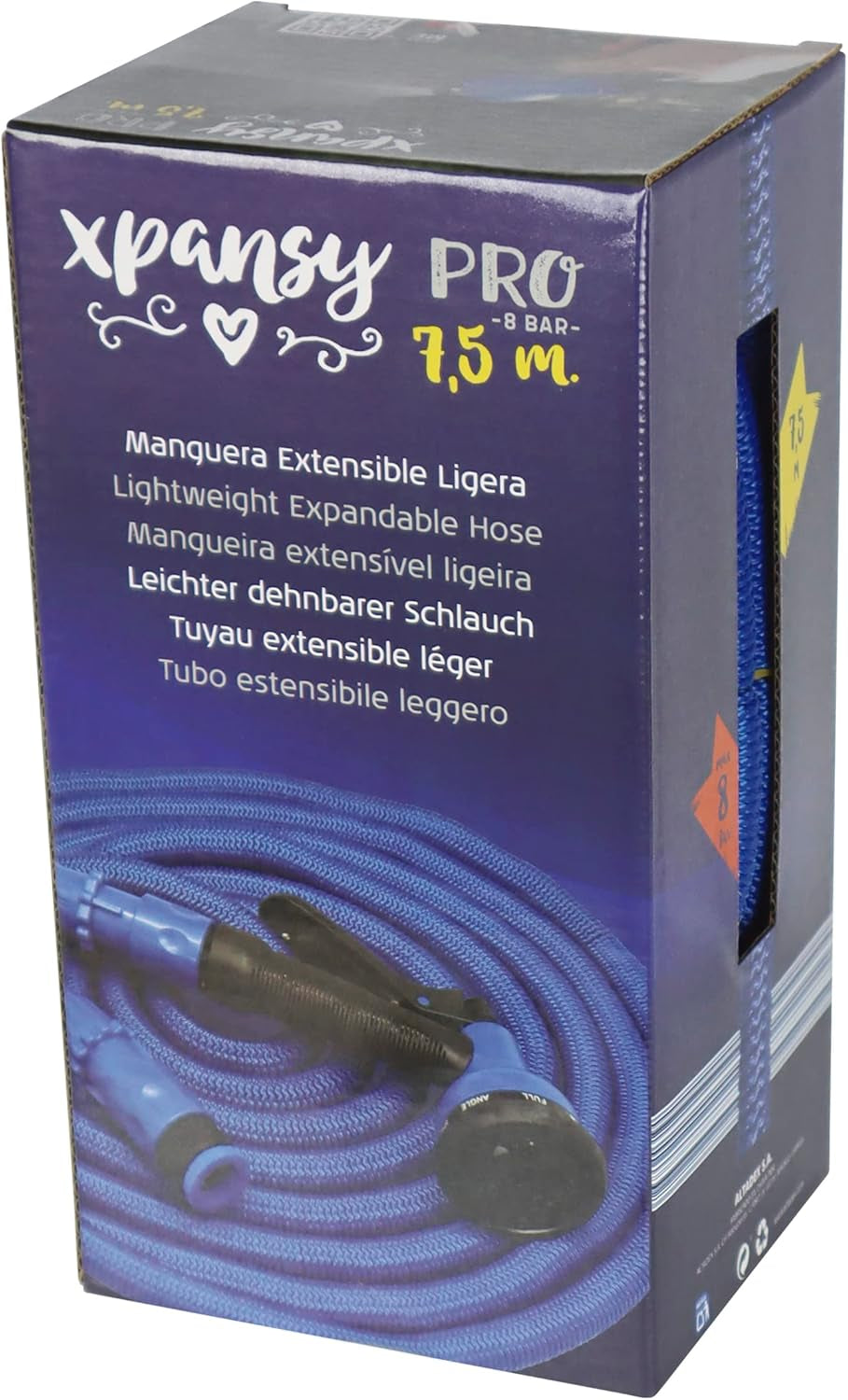 Tuyau extensible Pro C2607B avec Presión del Agua, Azul, 7,5 mètres