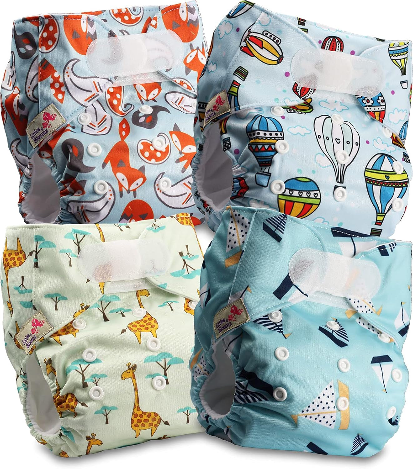 Couche réutilisable Littles and Bloomz FLV2-0602, fermeture à crochet et boucle standard, 6 couches