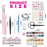 FANDAMEI 54 Blätter Wassertransfer Nagelsticker & Nail Art Pinsel Set, Stylos à pointillés, Blattgold pour l'art de l'art, bande de strass, strass, travail et décoration, ensemble pour l'art de l'art