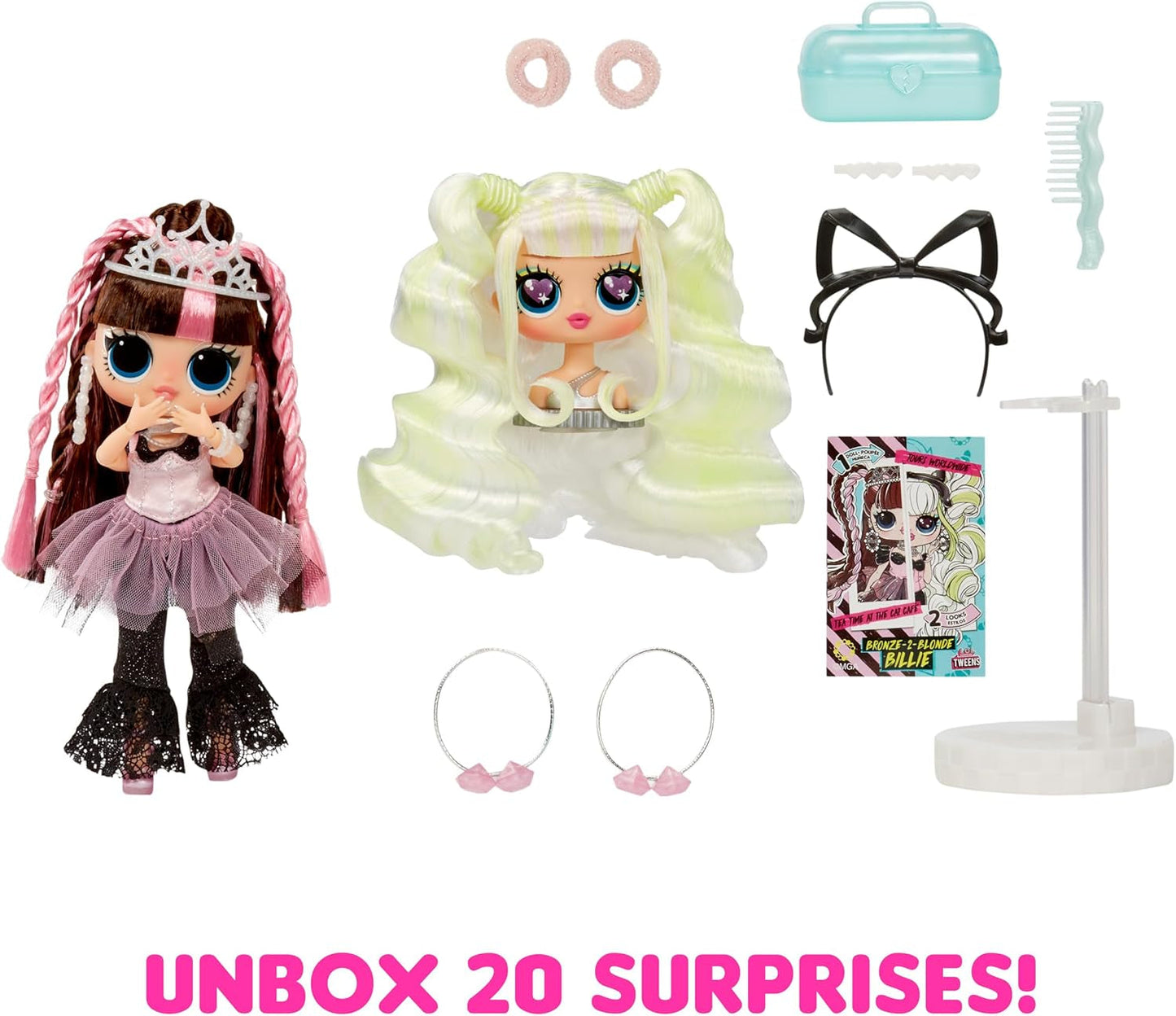 MDR. Surprise Tweens Surprise Swap Series - Bronze-2-Blonde Billie - Poupée de mode avec plus de 20 accessoires, y compris un accessoire de coiffure et de mode et des accessoires - idéal pour les enfants à partir de 4 ans