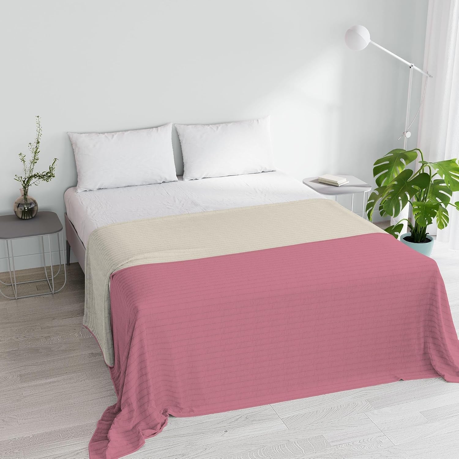 Couette d'été en microfibre orange/rouille pour lit double 250 X 250 Cm Couettes et couettes Naty Shop Rose/crème Matrimonial 250X250Cm