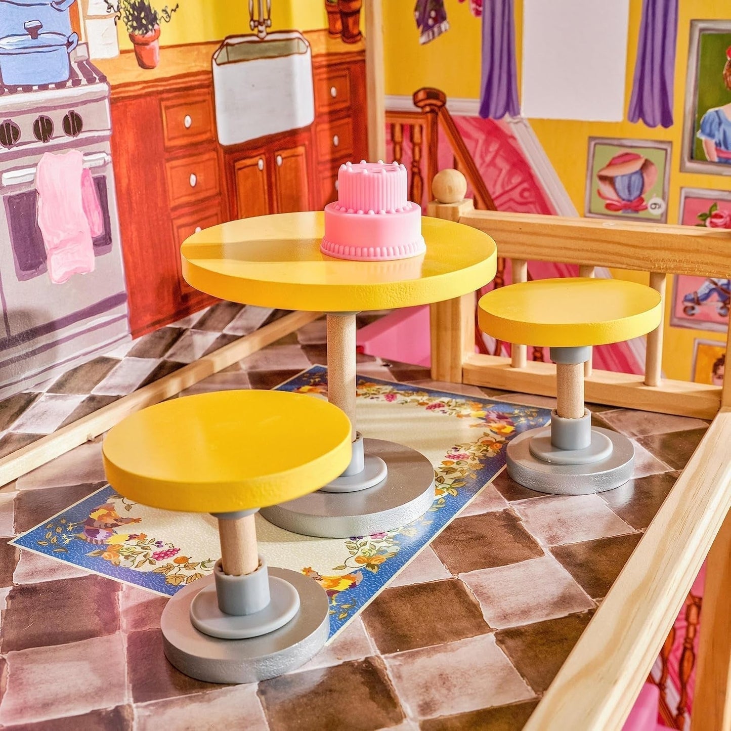 Kidkraft Kayla Maison de poupée en bois avec meubles et accessoires, ensemble de jeu à 3 niveaux pour poupées de 30 cm, jouet pour 3 ans, 65092 - Exclusivement sur Amazon Dollhouses Naty Shop