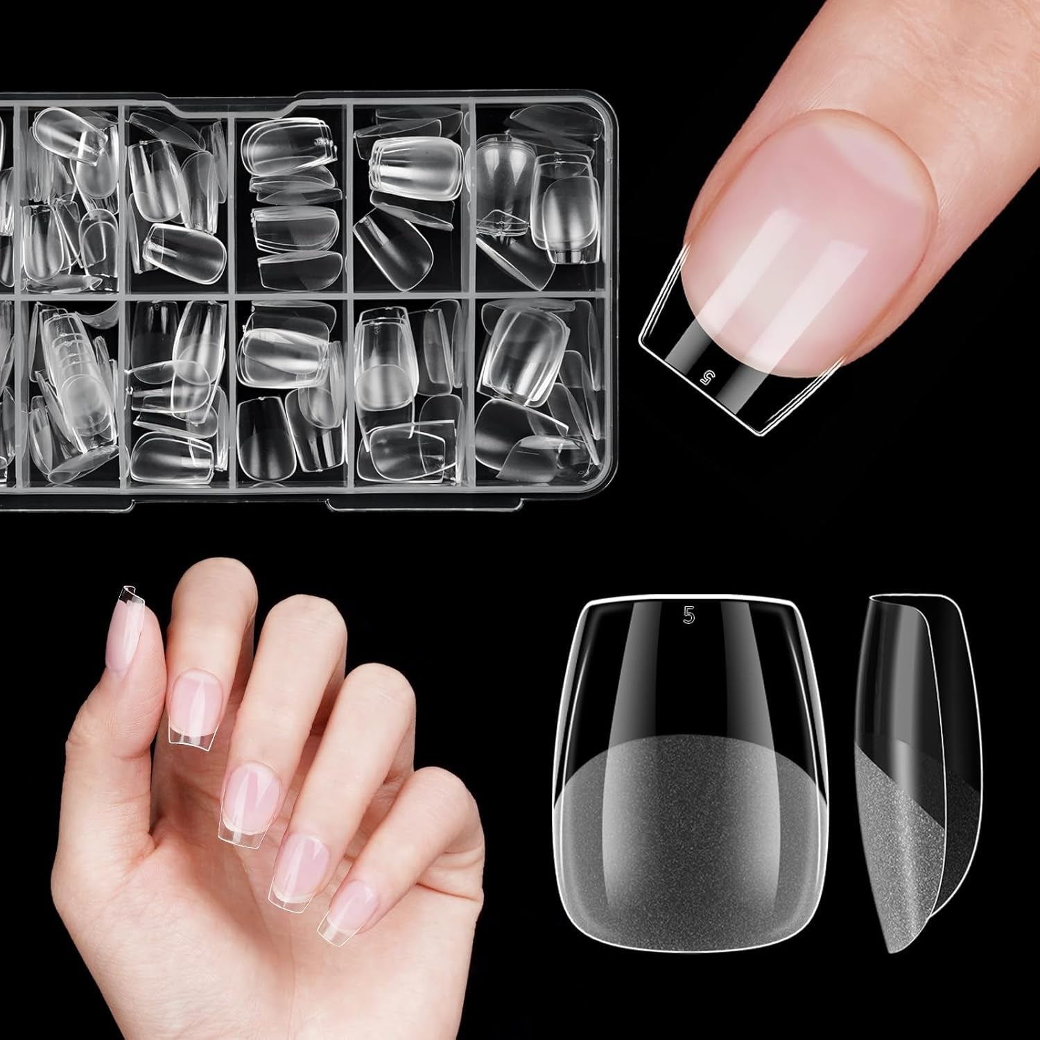 Faux ongles courts ballerine, 120 pièces, colle sur 12 tailles, ongles artificiels courts, Gel souple, couverture complète, pointes pour ongles courts en Gel S