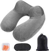 Oreiller cervical gonflable de voyage, oreiller cervical gonflable compact et rapide avec housse de coussin lavable pour les voyages en voiture, avion, train, bureau, famille