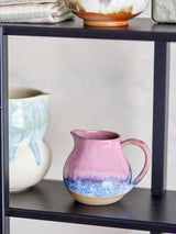 Bloomingville Paula Mug à lait en grès – Design décoratif, parfait pour la table du petit déjeuner, avec une texture naturelle, 435 ml (Rose)