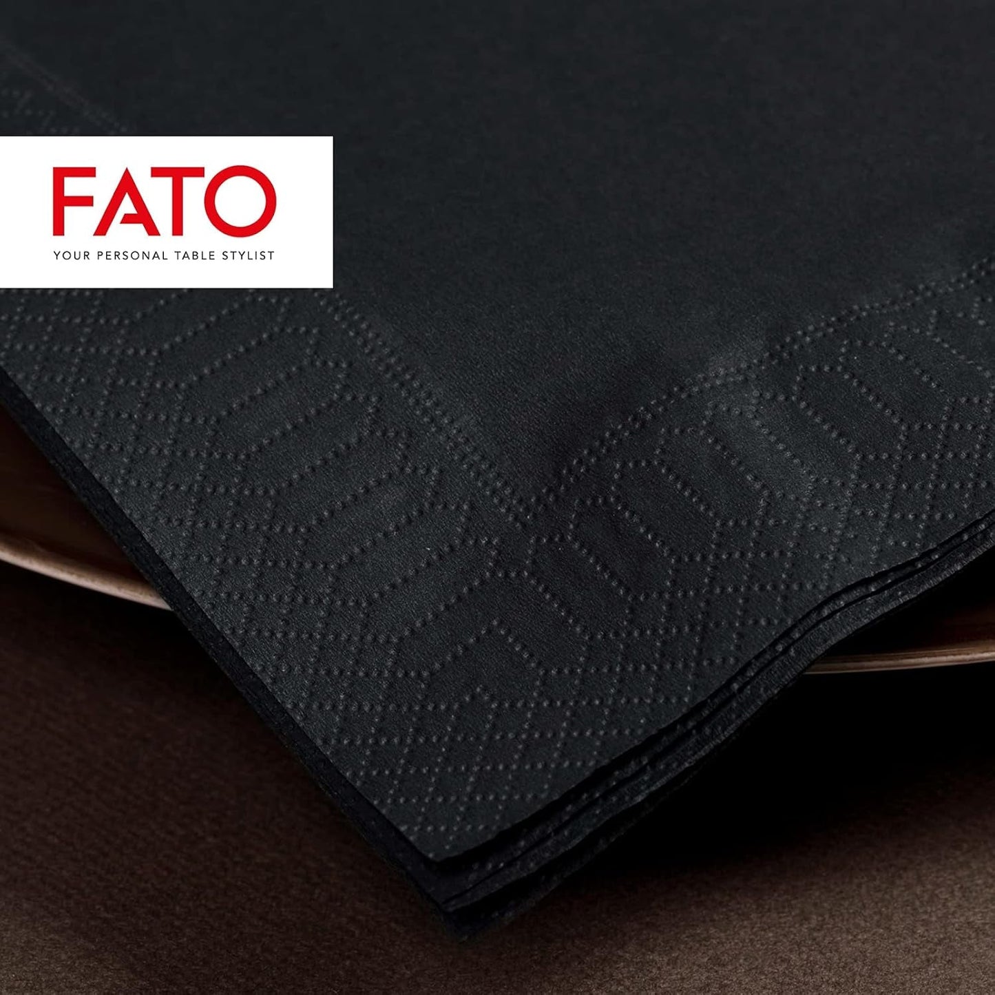 , Serviettes en papier jetables, idéales pour les déjeuners et buffets décontractés, paquet de 50 serviettes, taille 33 x 33, 4 épaisseurs, 2 épaisseurs, noires, certifiées FSC (lot de 2)