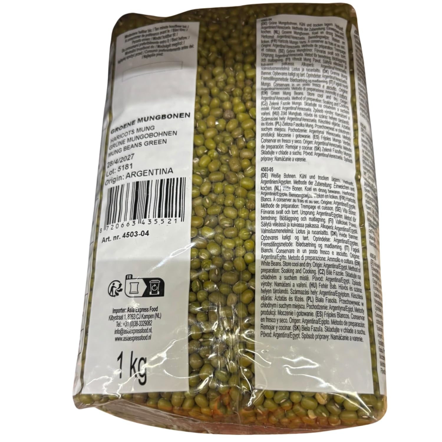 AFROASE - Haricots verts mungo - 1 x 1 kg