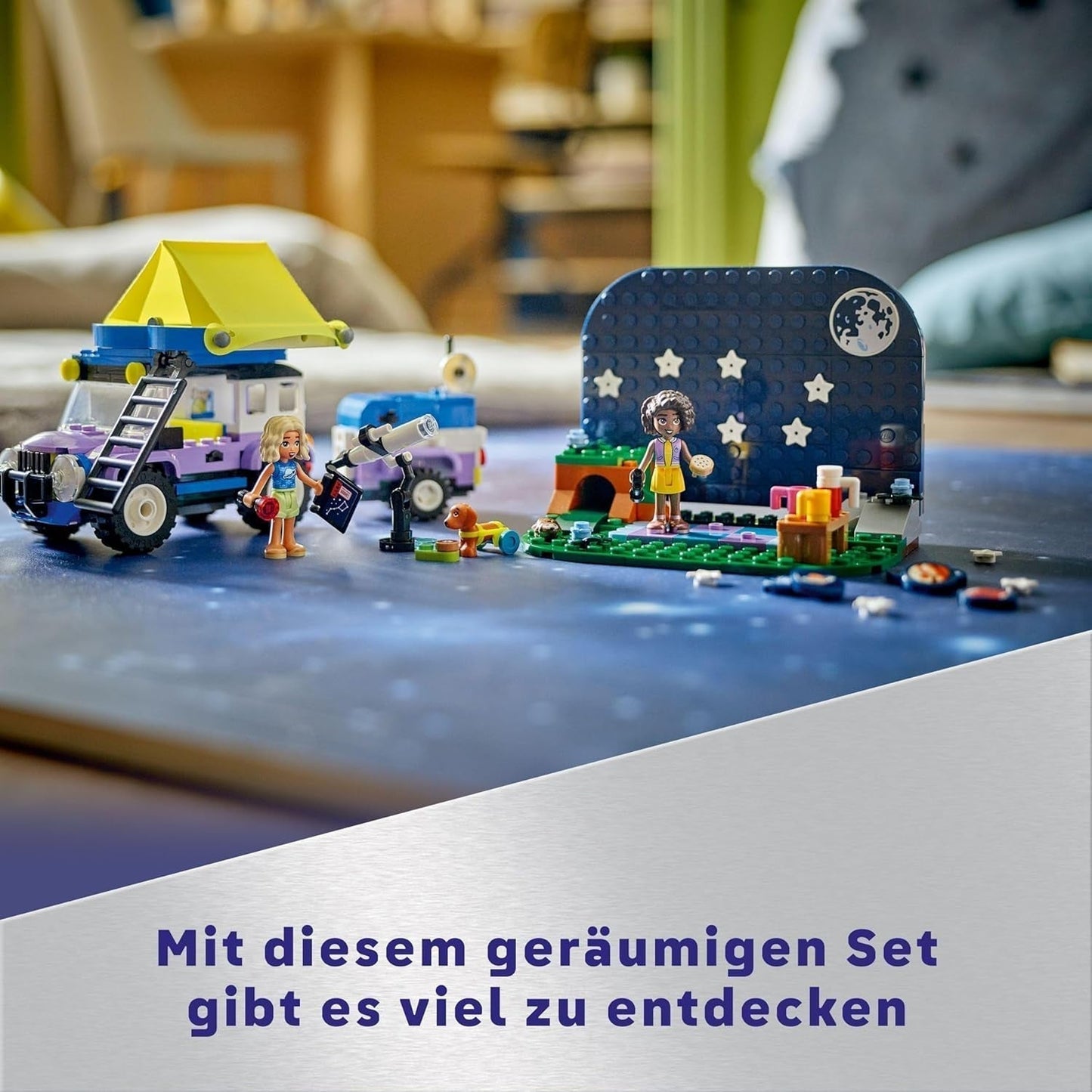 LEGO Friends Stargazer Camping Vehicle Set avec véhicule tout terrain et télescope jouet, cadeau pour filles et garçons à partir de 7 ans, avec figurines Nova, Aliya et un chien 42603 Jeux de construction Besuche den LEGO-Store