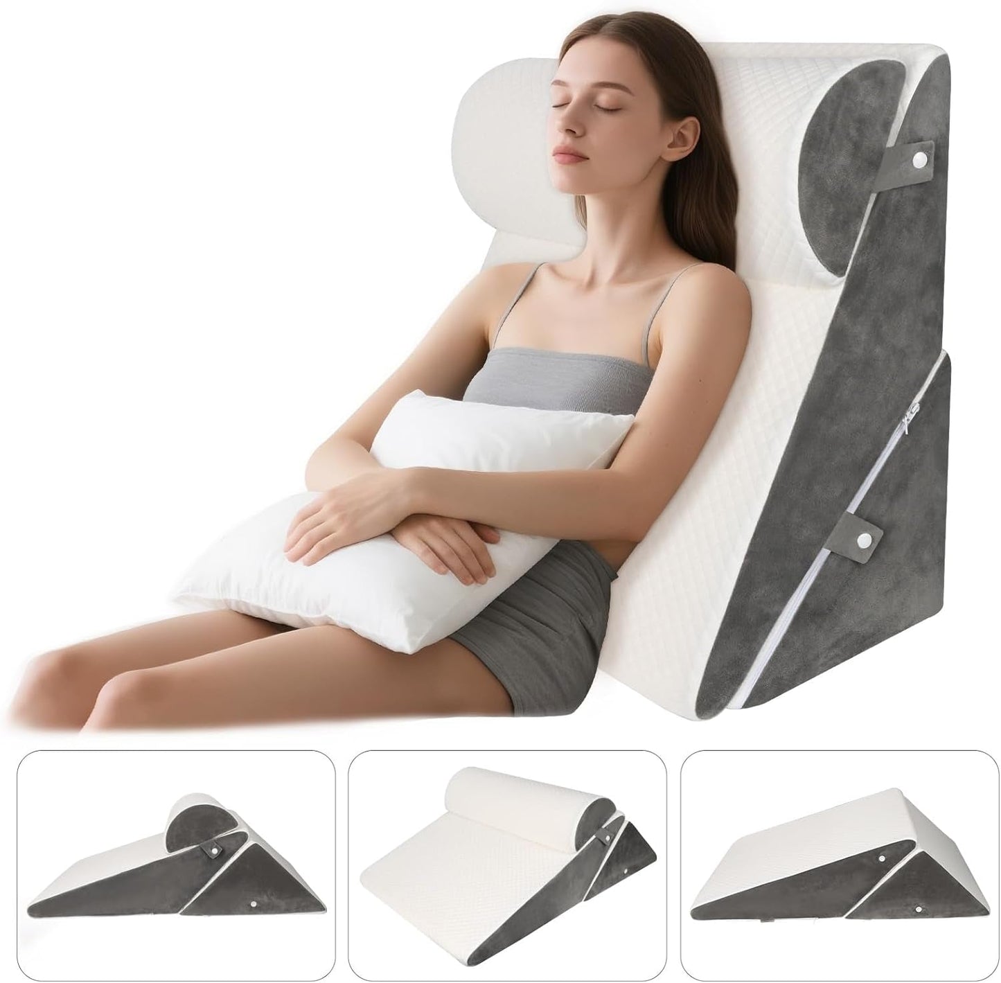 Oreiller compensé réglable pour lit, oreiller de lecture pour lit et canapé, oreiller de reflux en mousse, oreiller de dos, apnée du sommeil, lecture, élévation du sommeil, oreiller de jambe, maux de dos, ronflements