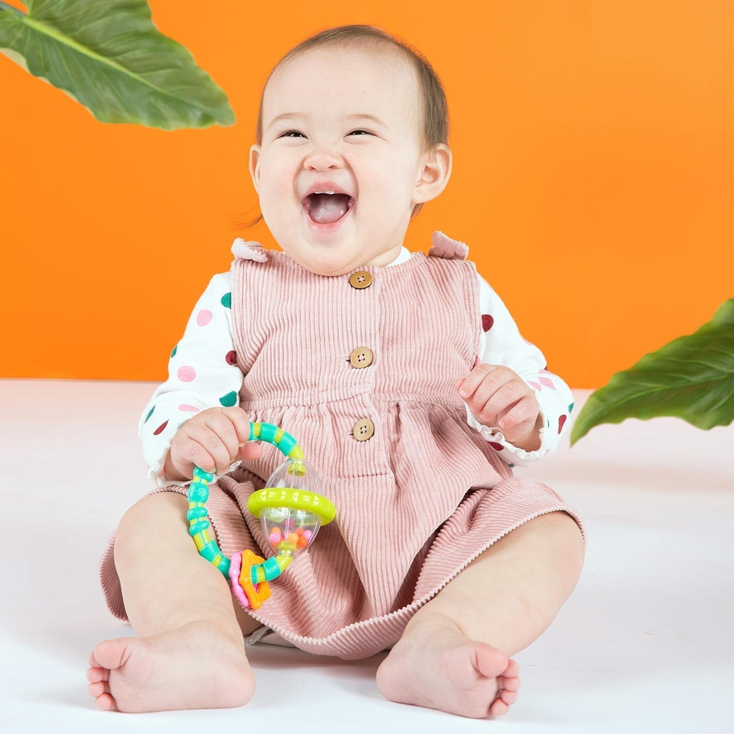 Bright Starts Little Shakers Coffret cadeau 6 pièces – Hochets et anneaux de dentition pour bébé sans BPA, faciles à attraper, unisexe pour nouveau-né +