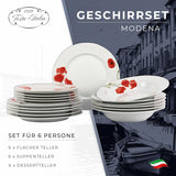 Service de table pour 6 - 18 pièces - Service de table en porcelaine - Service de table blanc - Service de bols et d'assiettes - Vaisselle moderne - Assiettes - Service de table - Service de table pour 6 personnes