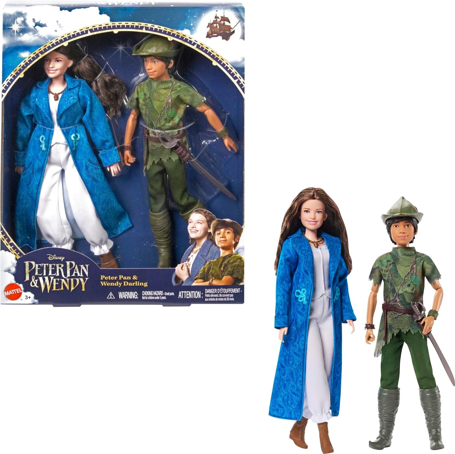 DISNEY Peter Pan & Wendy - Mobile avec tenues typiques et accessoires amovibles, pantalon en tissu doux, pour reconstituer ses scènes préférées ou jeu créatif, pour les enfants à partir de 3 ans, HNY36 Naty Shop Dolls Titre par défaut