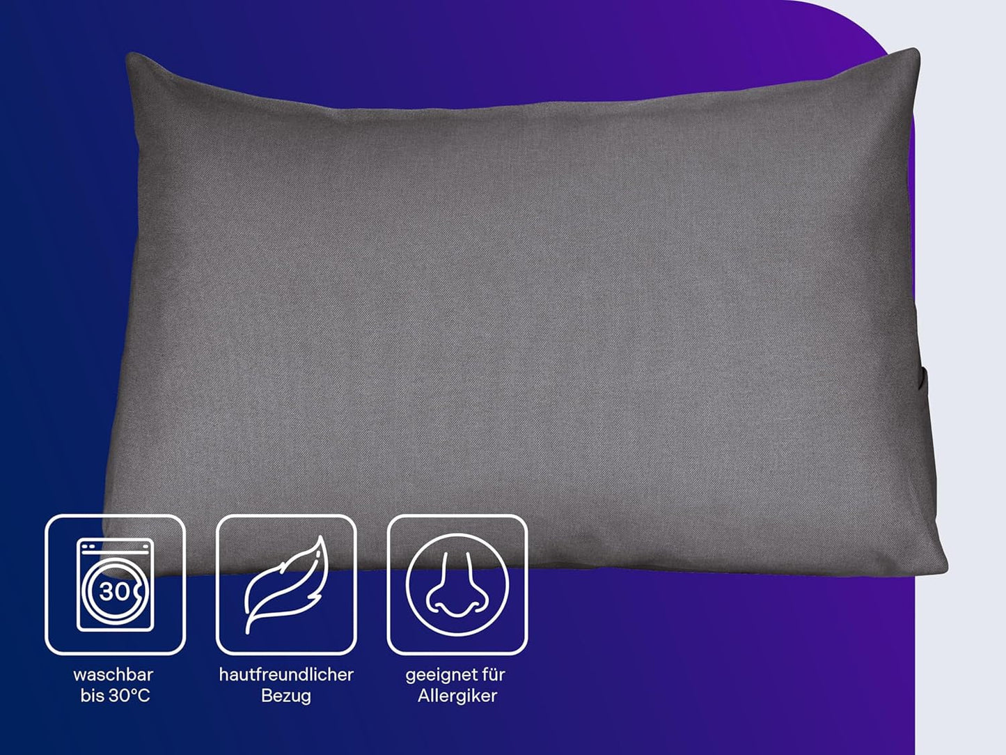 Coussin de lecture Traumnacht Cosy Back Cushion, 70 x 40 cm, gris foncé, housse amovible et lavable en 100 % polyester, poche latérale pratique, certifié Oeko-Tex, produit selon les normes de qualité allemandes.