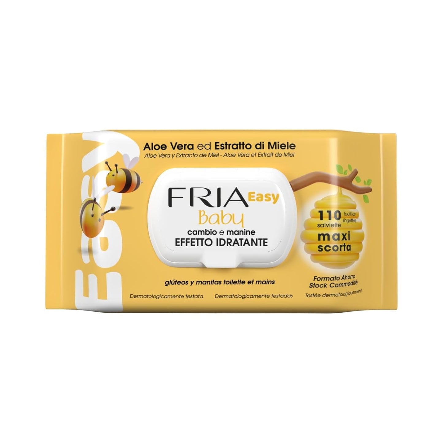 Lingettes humides Easy Baby avec hydratant pour la peau à l'aloe vera et à l'extrait de miel, testées dermatologiquement, paquet de 330 lingettes