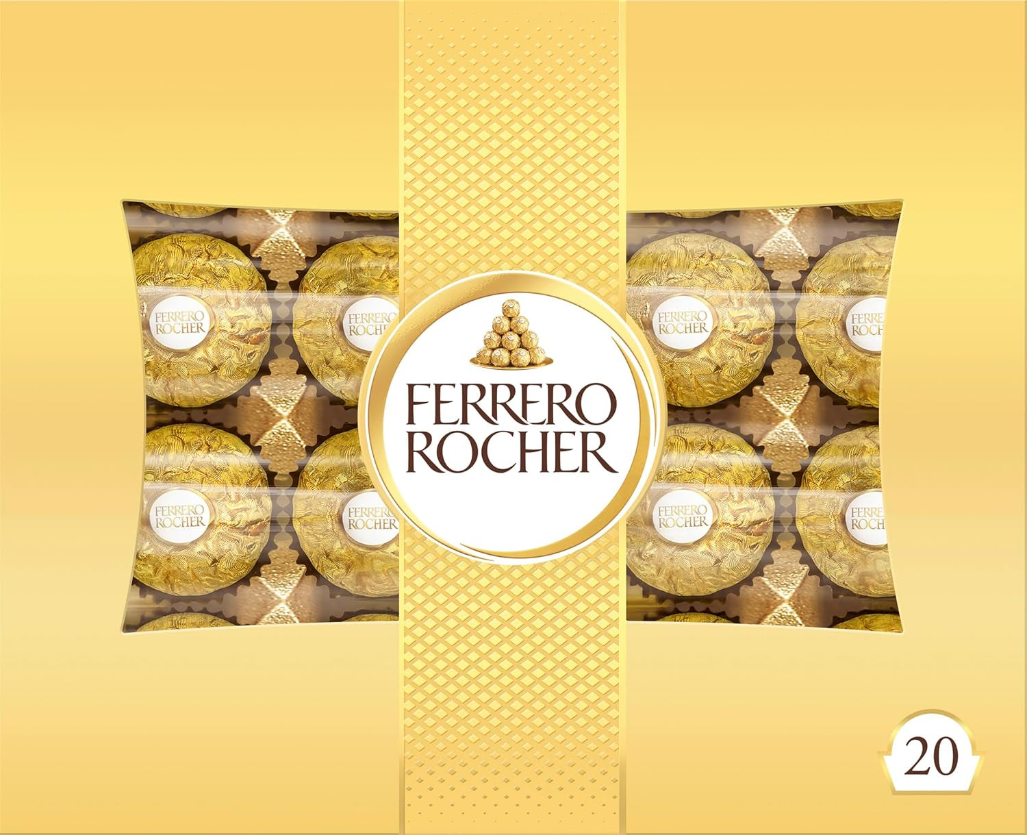Ferrero Rocher - Pralines Spécialité Croquantes et Crémeuses aux Noisettes - Cadeau de Saint Valentin pour Elle et Lui - 16 Paquets de 4 Pralines Individuelles