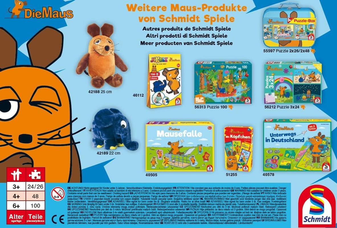 Schmidt Spiele 56212 Souris, bons amis, pièces de puzzle 3X24 pour enfants, bleu Puzzle Naty Shop