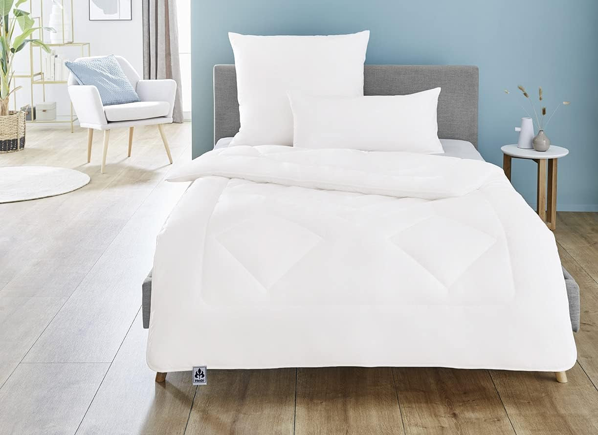 Couette Irisette Noblesse toutes saisons - Fabriquée en Allemagne - Couette avec housse pur coton, 135 X 200 Cm, certifiée Öko-Tex Couettes et couettes Naty Shop