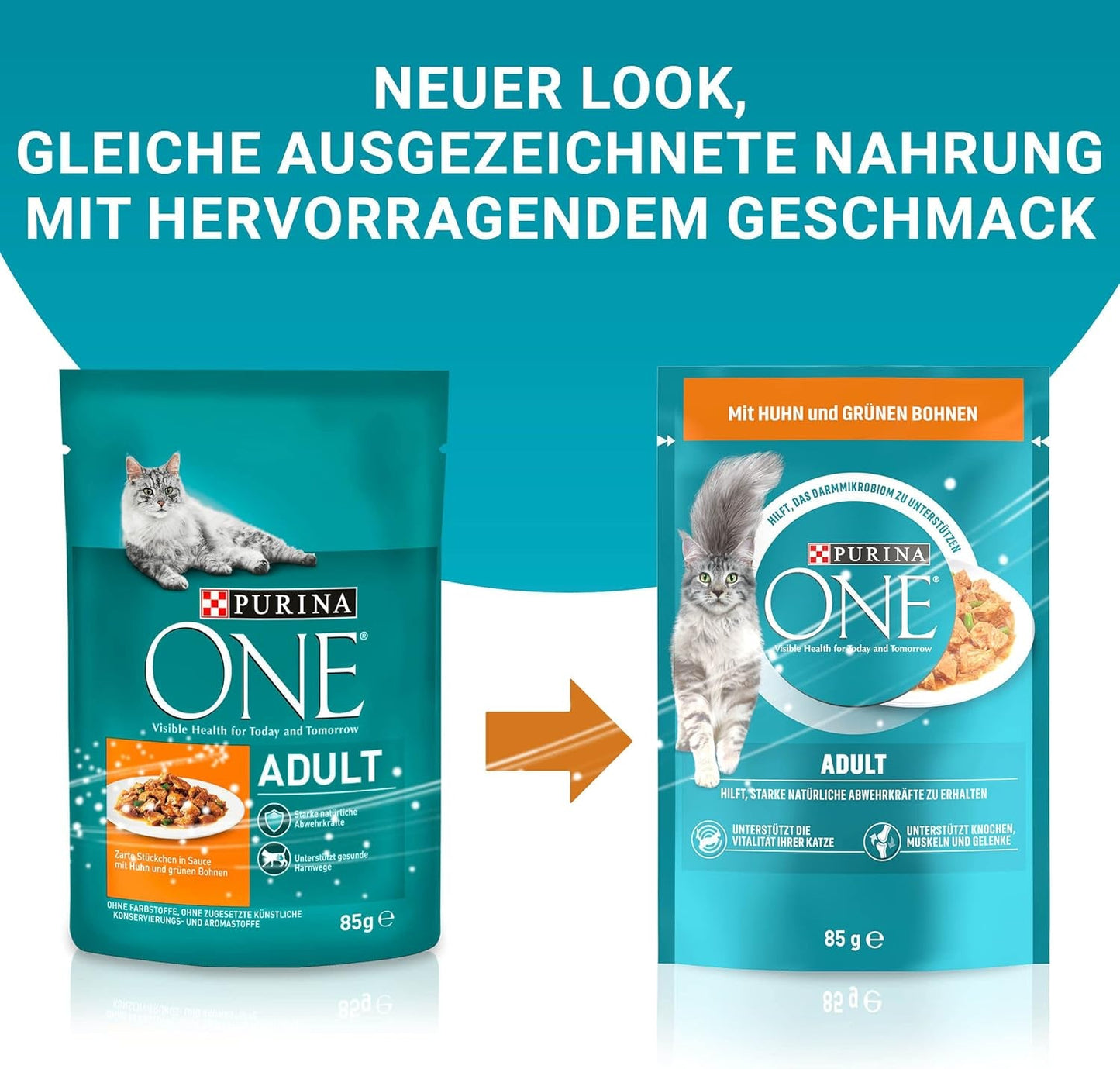 PURINA ONE Nourriture humide pour chat adulte, morceaux tendres en sauce au poulet, paquet de 26 (26 x 85g)
