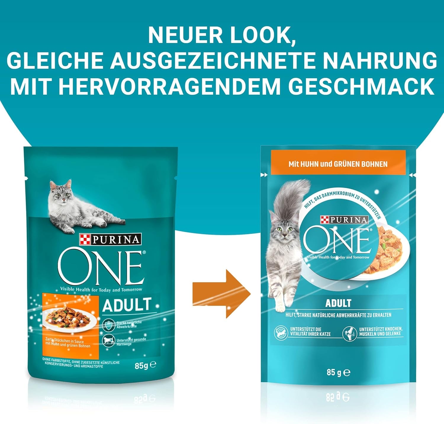 PURINA ONE Nourriture humide pour chat adulte, morceaux tendres en sauce au poulet, paquet de 26 (26 x 85g)