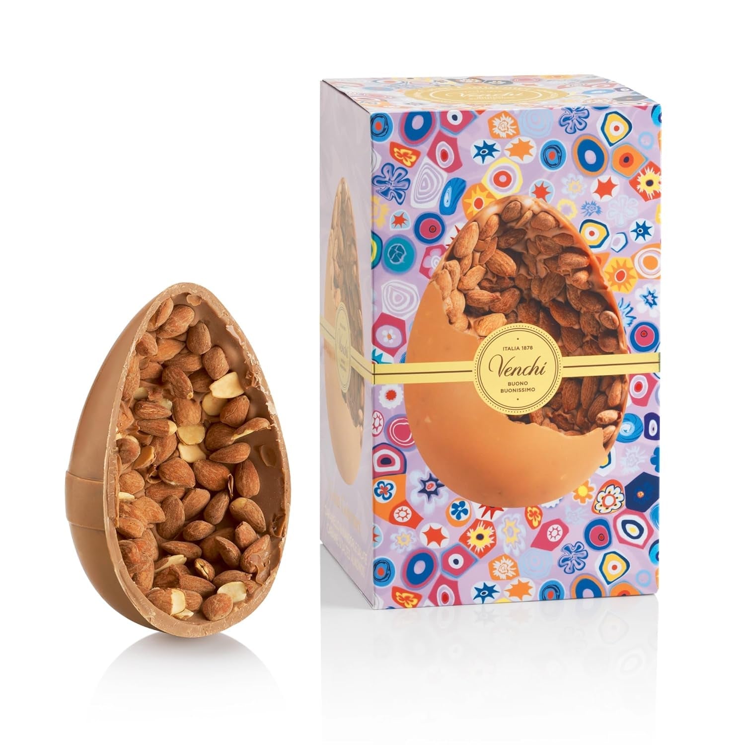 Venchi - Oeuf en chocolat, saveur pistache, à la pistache entière, avec surprise, sans gluten, 500g, collection Pâques, idée cadeau
