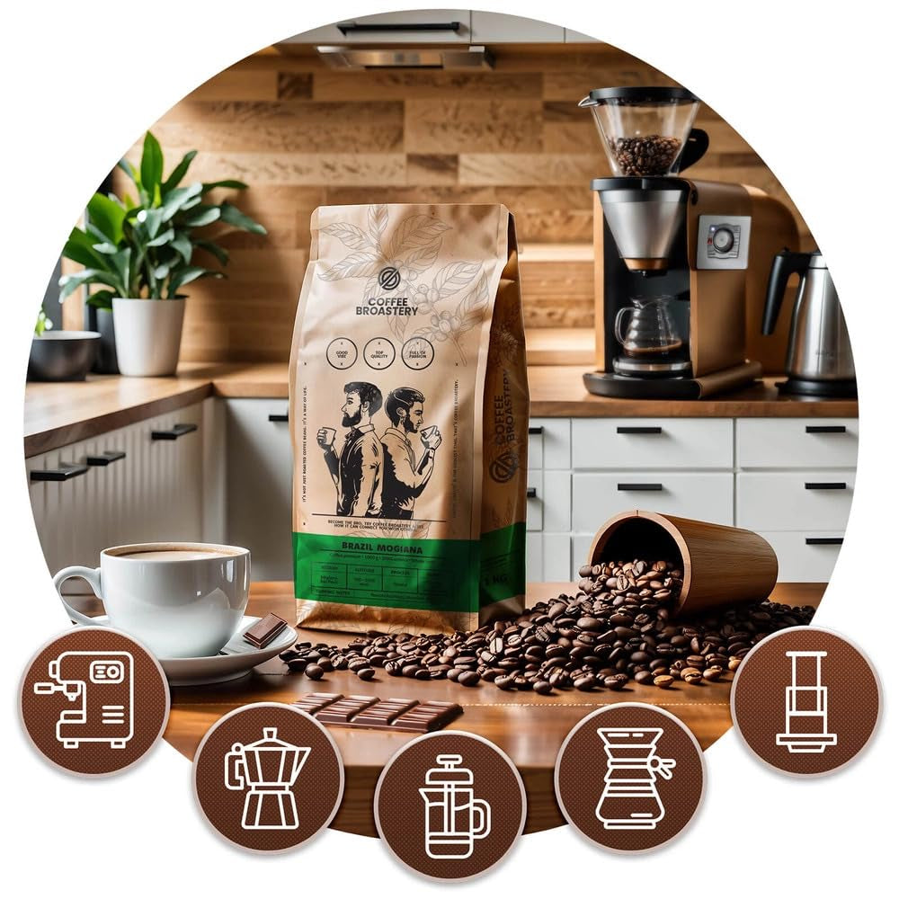 Lot de café en grains 2x1kg 2000g | Brésil Mogiana | Café brésilien | Café spécial | Fraîchement frit | Torréfacteur artisanal