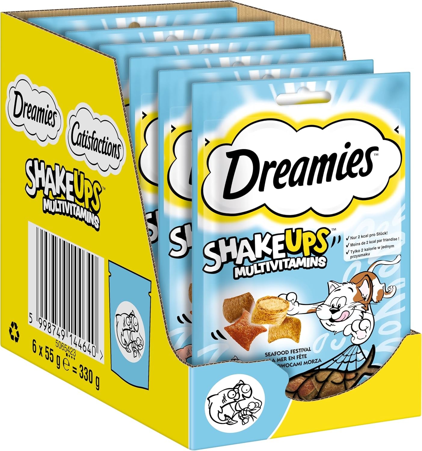 DREAMIES SHAKE UPS Friandises multivitaminées pour chats du festival des fruits de mer en sachets portionnés - 55 g (6 sachets)