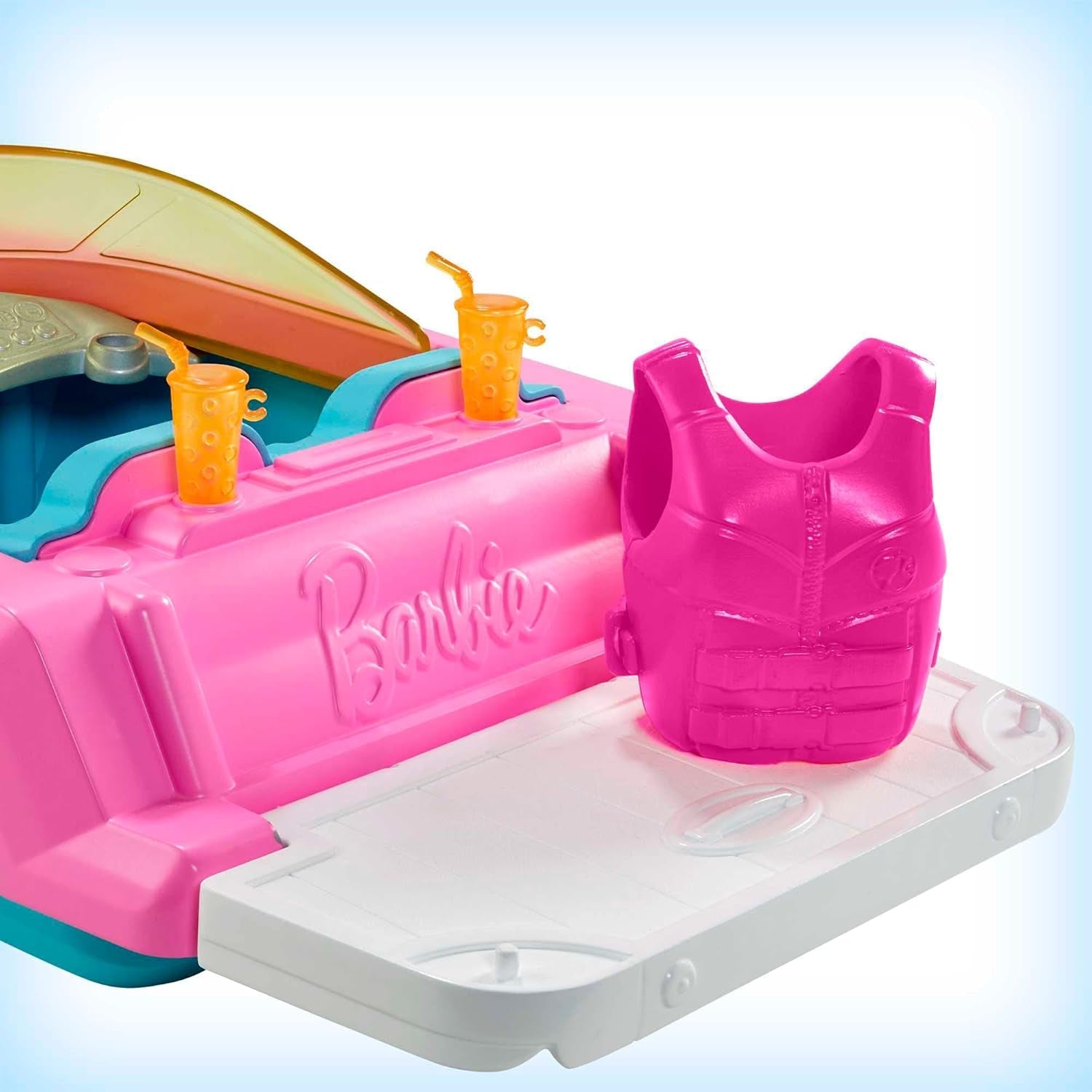 Barbie Speedboat Set, poupée Barbie aux cheveux blonds, gilet de sauvetage rose, bateau, chiot, accessoires, cadeaux pour 3+, Grg30 Naty Shop Dolls