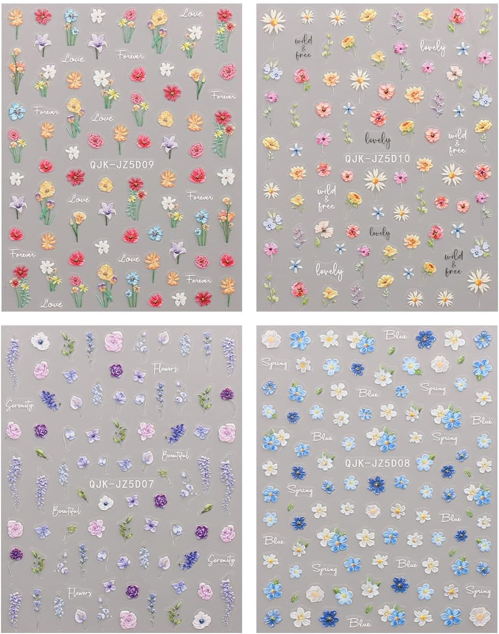 JMEOWIO Autocollants de ongles 3D pour nail art