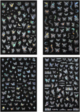 4 feuilles holographiques Laser blanc Schmetterling Nagelsticker,Y2K Aurora Schmetterling Stern Nail Sticker 3D Flamme Herz Nageldesign Nagelsticker Selbstklebend Nagel Sticker Nagel Zubehör Nail Art