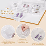 INMORVEN Coffret de rangement pour ongles – 14 boîtes transparentes + 1 grande boîte et 60 disques adhésifs – Idéal pour ranger les faux ongles, les accessoires pour ongles en gel et le vernis à ongles (14 pièces en une couche)