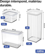Rotho Loft Lot de 5 bocaux de conservation avec couvercles, différentes tailles, plastique alimentaire (PP) sans BPA, transparent/rouge, (21,4 x 21,4 x 23,5 cm) Naty Shop