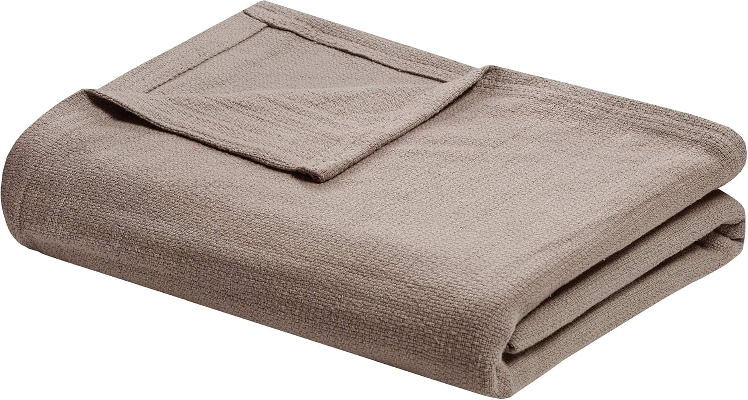 Madison Park Freshspun Wicker Twin Couverture en coton gris pour lits et couettes Madison Park Kaki Twin
