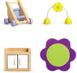 Hape Baby Room – Ensemble de chambre de poupée en bois, meubles de poupée, accessoires de maison de poupée pour tout-petits, chambre de bébé miniature avec balançoire et accessoires, jeu de rôle pour 3 ans
