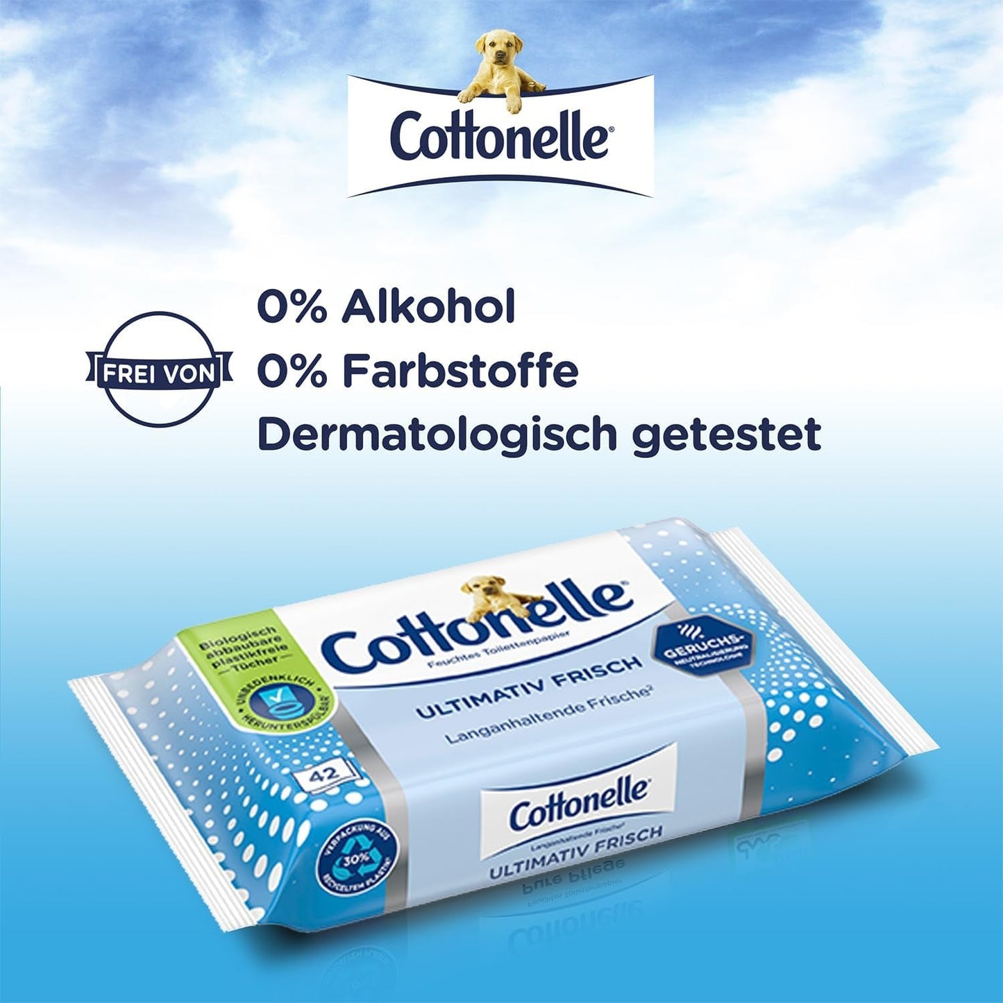 Lingettes humides, Ultimate Fresh, 12 X 42 lingettes, technologie Deodycylx, respectueuses de la peau, sans alcool ni colorant, sensibles, biodégradables
