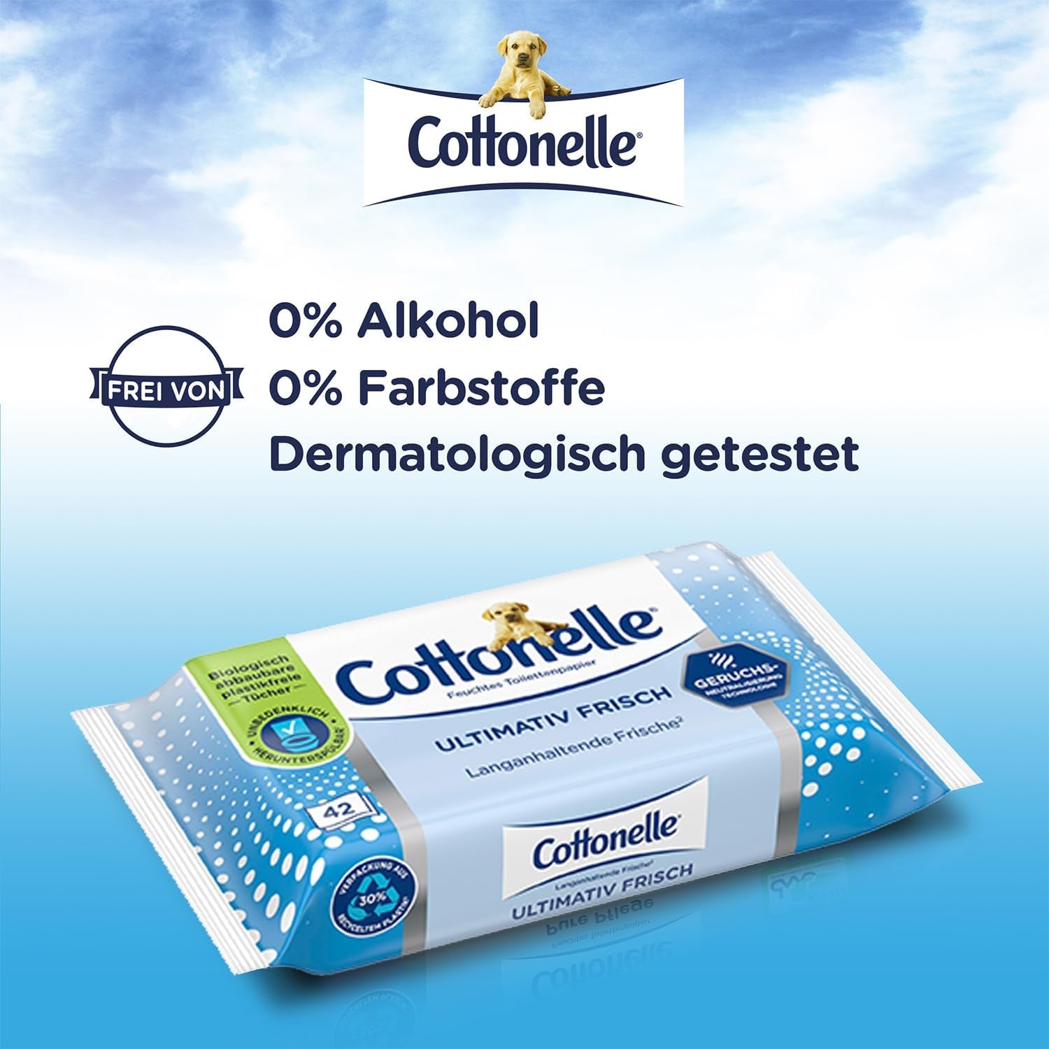 Lingettes humides, Ultimate Fresh, 12 X 42 lingettes, technologie Deodycylx, respectueuses de la peau, sans alcool ni colorant, sensibles, biodégradables