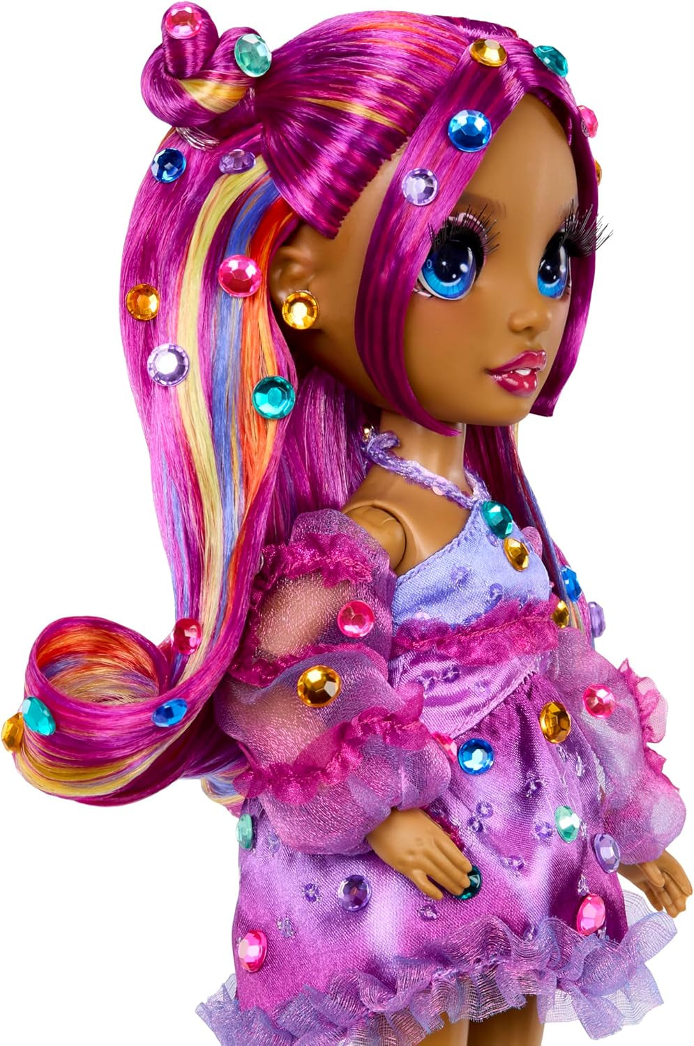 Rainbow High Be Dazzling - Noémie Violette - Poupée mannequin lilas 28 cm avec outil de décoration, pierres précieuses scintillantes et accessoires de coiffure