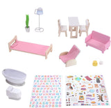 Olivia'S Little World Dreamland Farmhouse Maison de poupée interactive en bois pour enfants 3 étages avec 13 accessoires de meubles de poupée Blanc TD-13632A Maisons de poupées Naty Shop