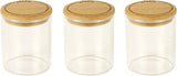 Lot de 3 récipients carrés en verre avec couvercle en bambou-800 ml, verre borosilicate, bambou, silicone, naturel, 11 x 11 x 11 cm Boîtes de conservation alimentaire Naty Shop Lot de 3 Boîtes À Épices -180Ml